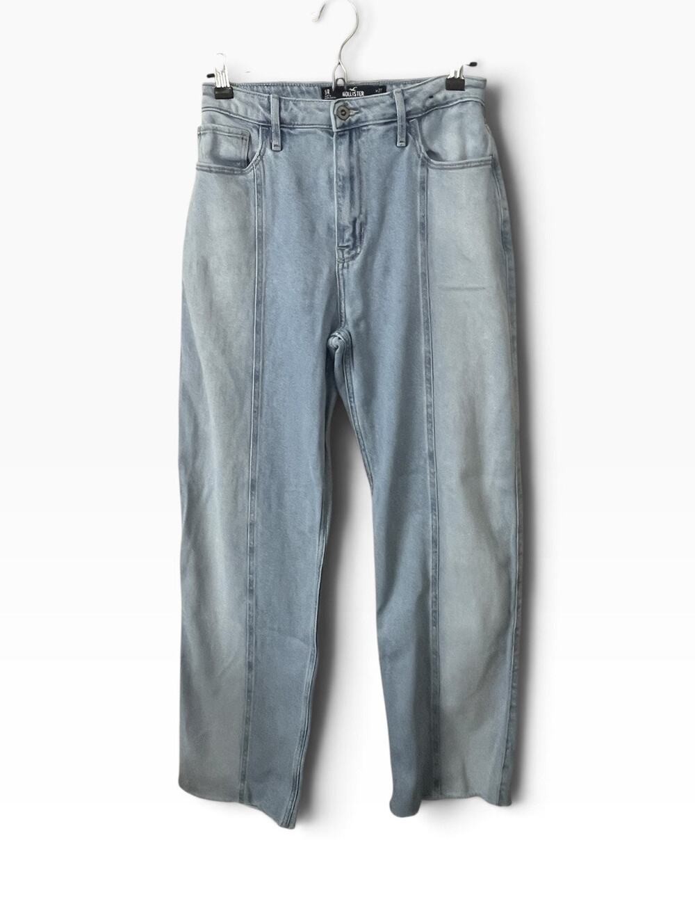 Hollister Ultra High Rise Dad Jean Women's 27 Vintage Stretch Raw Hem Light Wash